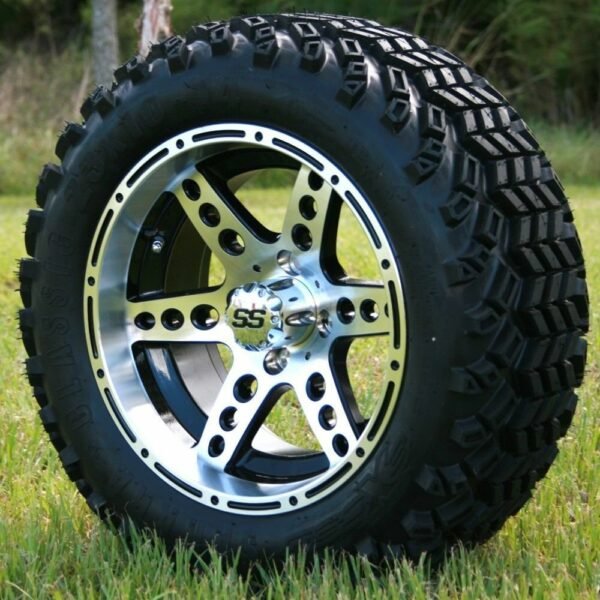 14″ DOMINATOR MACHINED/ BLACK WHEELS DOT ALL TERRAIN TIRES COMBO For Sale now at theebikesstore.com