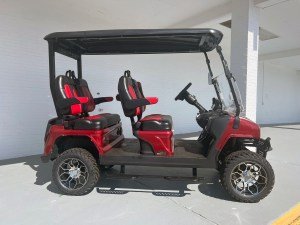 BURGUNDY EVOLUTION D5 LIFTED MAVERICK LITHIUM GOLF CART FOR SALE