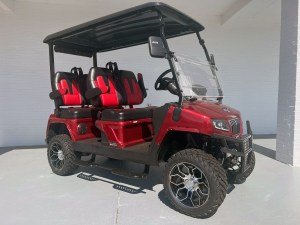 BURGUNDY EVOLUTION D5 LIFTED MAVERICK LITHIUM GOLF CART FOR SALE