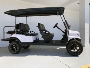 WHITE ALPHA LIFTED 6 PASSENGER LIMO CLUB CAR GOLF CART FOR SALE
